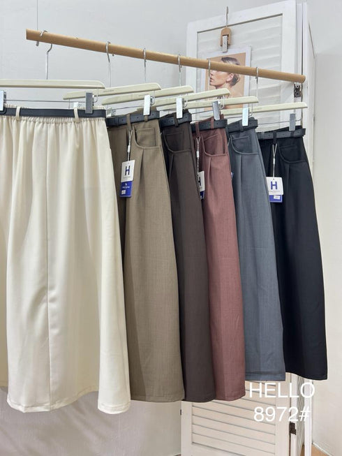 HELLO FASHION Long A-Line Skirts With Belt